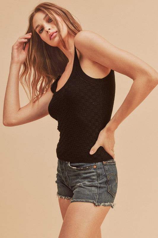 Aemi + Co Scoop Neck Wide Strap Knit Tank