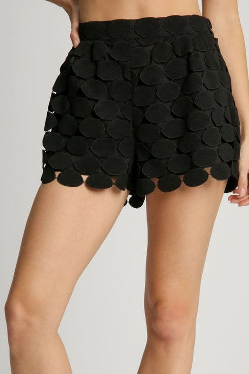 Umgee Full Size Polka Dot Lace Shorts Plus Size